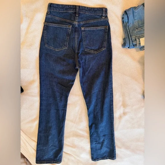 REFORMATION Jax Stretch High Rise Straight Jeans Dark Blue - Picture 11 of 16